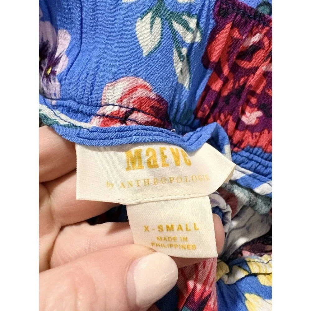 Anthropologie Maeve Size XS Scarf-Printed Shorts Floral Blue - Picture 5 of 8
